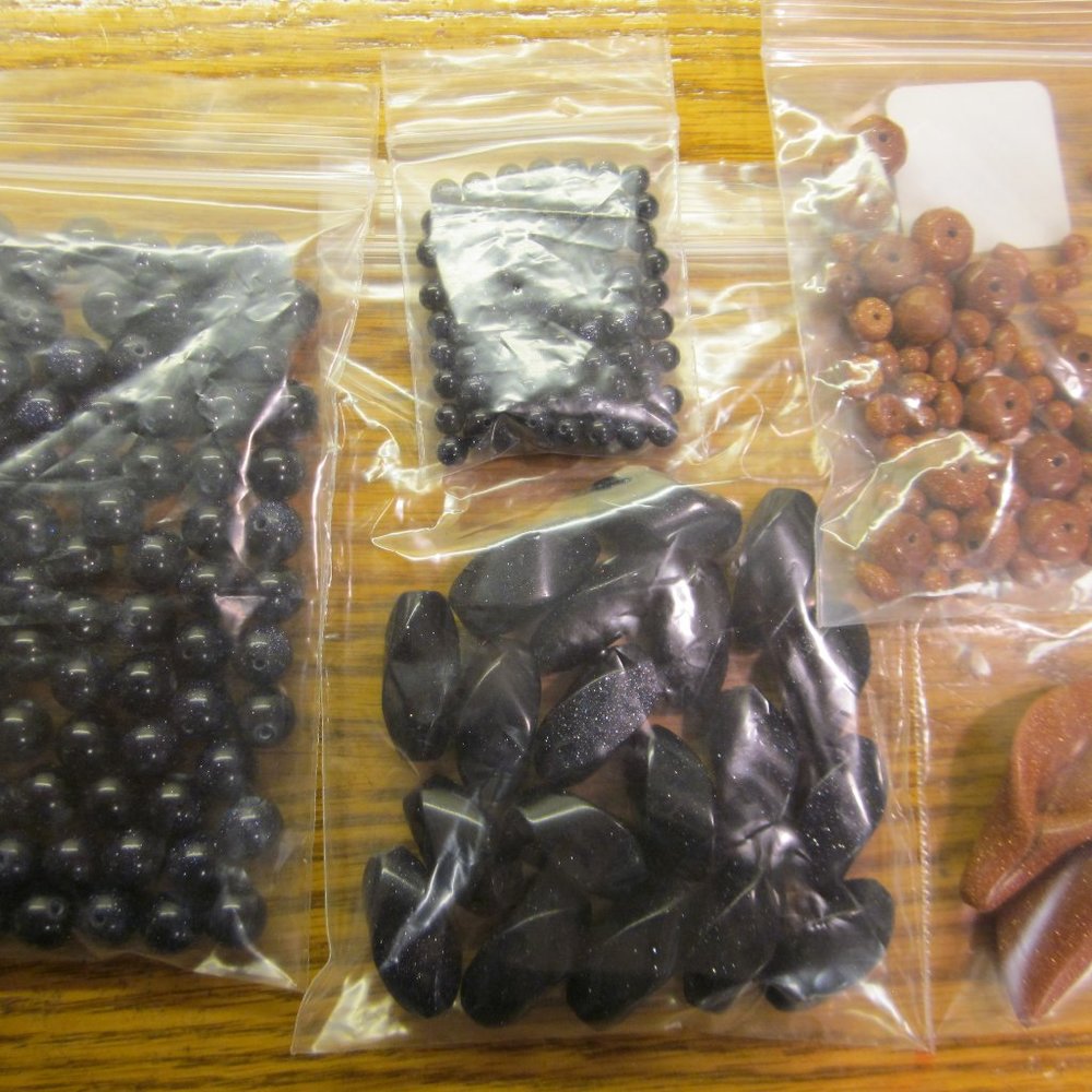 Lot of Loose Goldstone Bluestone Beads Jewel Making